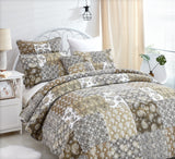 DaDa Bedding Bohemian Olive Brown Moroccan Paisley Floral Filigree Patchwork Cotton Bedspread Set (JHW-885) from DaDalogy Bedding Collection