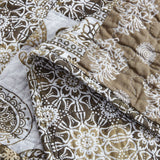DaDa Bedding Bohemian Olive Brown Moroccan Paisley Floral Filigree Patchwork Cotton Bedspread Set (JHW-885) from DaDalogy Bedding Collection