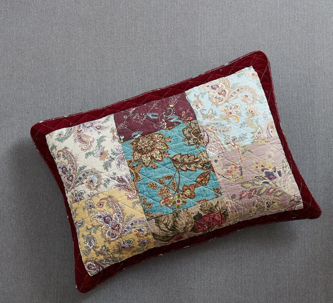 DaDa Bedding Bohemian Burgundy Red Velvet Trim Floral Paisley Patchwork Cotton Bedspread Set (JHW-868) from DaDalogy Bedding Collection