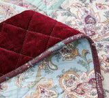 DaDa Bedding Bohemian Burgundy Red Velvet Trim Floral Paisley Patchwork Cotton Bedspread Set (JHW-868) from DaDalogy Bedding Collection