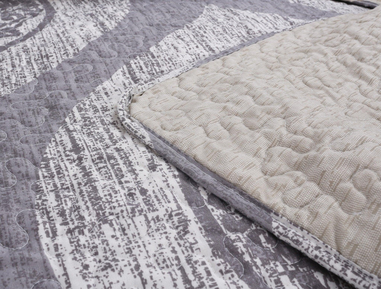 DaDa Bedding Rustic Grey Mosaic Distressed Medallion Reversible Quilted Bedspread Set (SD16299) from DaDalogy Bedding Collection