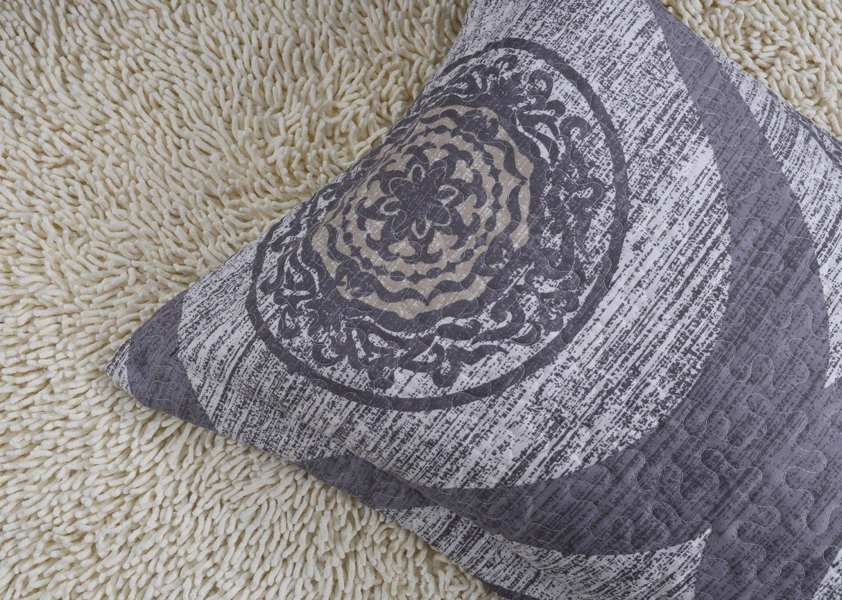 DaDa Bedding Rustic Grey Mosaic Distressed Medallion Reversible Quilted Bedspread Set (SD16299) from DaDalogy Bedding Collection