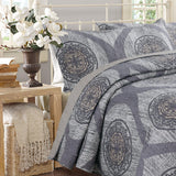 DaDa Bedding Rustic Grey Mosaic Distressed Medallion Reversible Quilted Bedspread Set (SD16299) from DaDalogy Bedding Collection