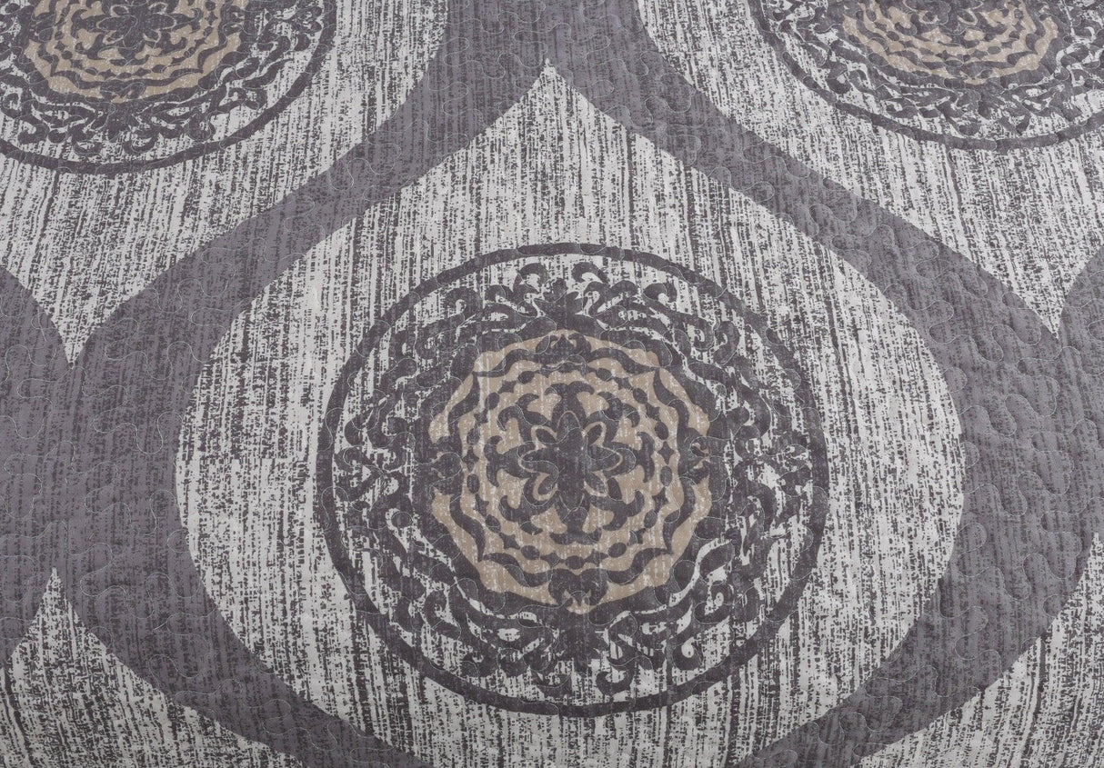 DaDa Bedding Rustic Grey Mosaic Distressed Medallion Reversible Quilted Bedspread Set (SD16299) from DaDalogy Bedding Collection