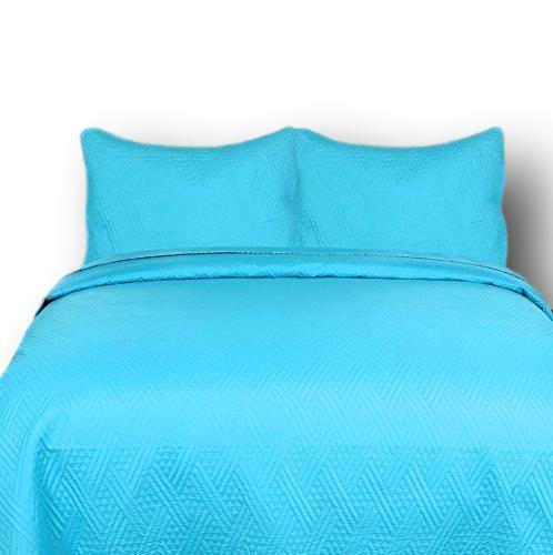 DaDa Bedding Gentle Wave Turquoise Teal Blue Lagoon Lightweight Quilted Bedspread Set (LH3000) from DaDalogy Bedding Collection