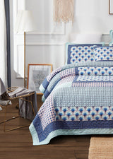 DaDa Bedding Mediterranean Blue Mint Green Patchwork Quilted Bedspread Set (JHW-884) from DaDalogy Bedding Collection