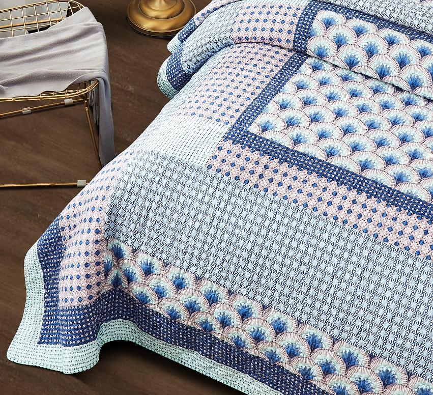 DaDa Bedding Mediterranean Blue Mint Green Patchwork Quilted Bedspread Set (JHW-884) from DaDalogy Bedding Collection