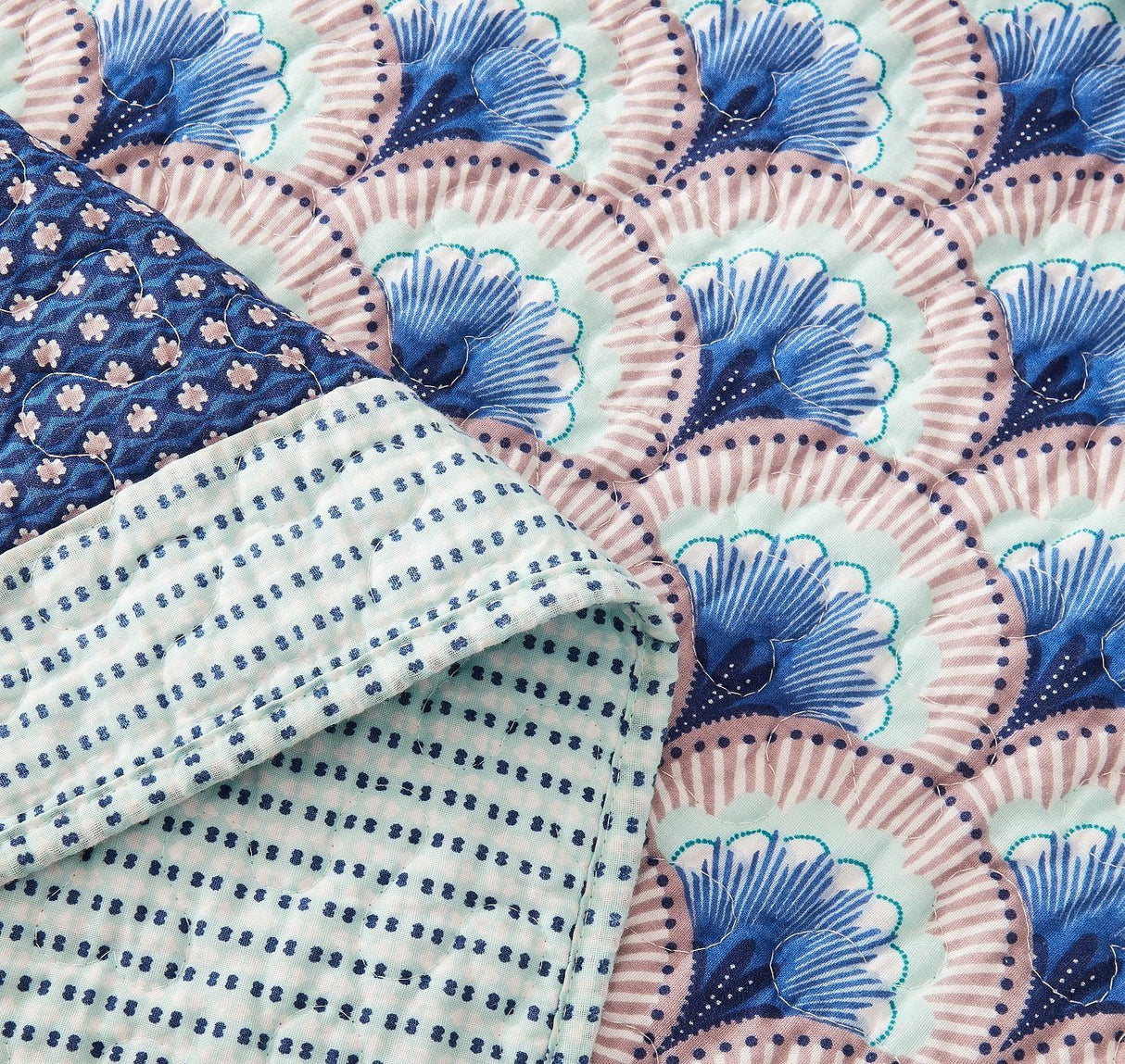 DaDa Bedding Mediterranean Blue Mint Green Patchwork Quilted Bedspread Set (JHW-884) from DaDalogy Bedding Collection