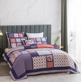 DaDa Bedding Peachy Pink Floral Blossoms Plum Purple Patchwork Quilted Bedspread Set - Designed in USA (JHW877) from DaDalogy Bedding Collection