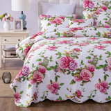 DaDa Bedding Romantic Roses Lovely Spring Pink Floral Quilted Scalloped Bedspread Set (JHW879) from DaDalogy Bedding Collection
