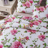 DaDa Bedding Romantic Roses Lovely Spring Pink Floral Quilted Scalloped Bedspread Set (JHW879) from DaDalogy Bedding Collection