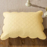 Tache Yellow Diamond Matelasse Scalloped Buttercup Puffs Pillow Sham (YELLEMDES)