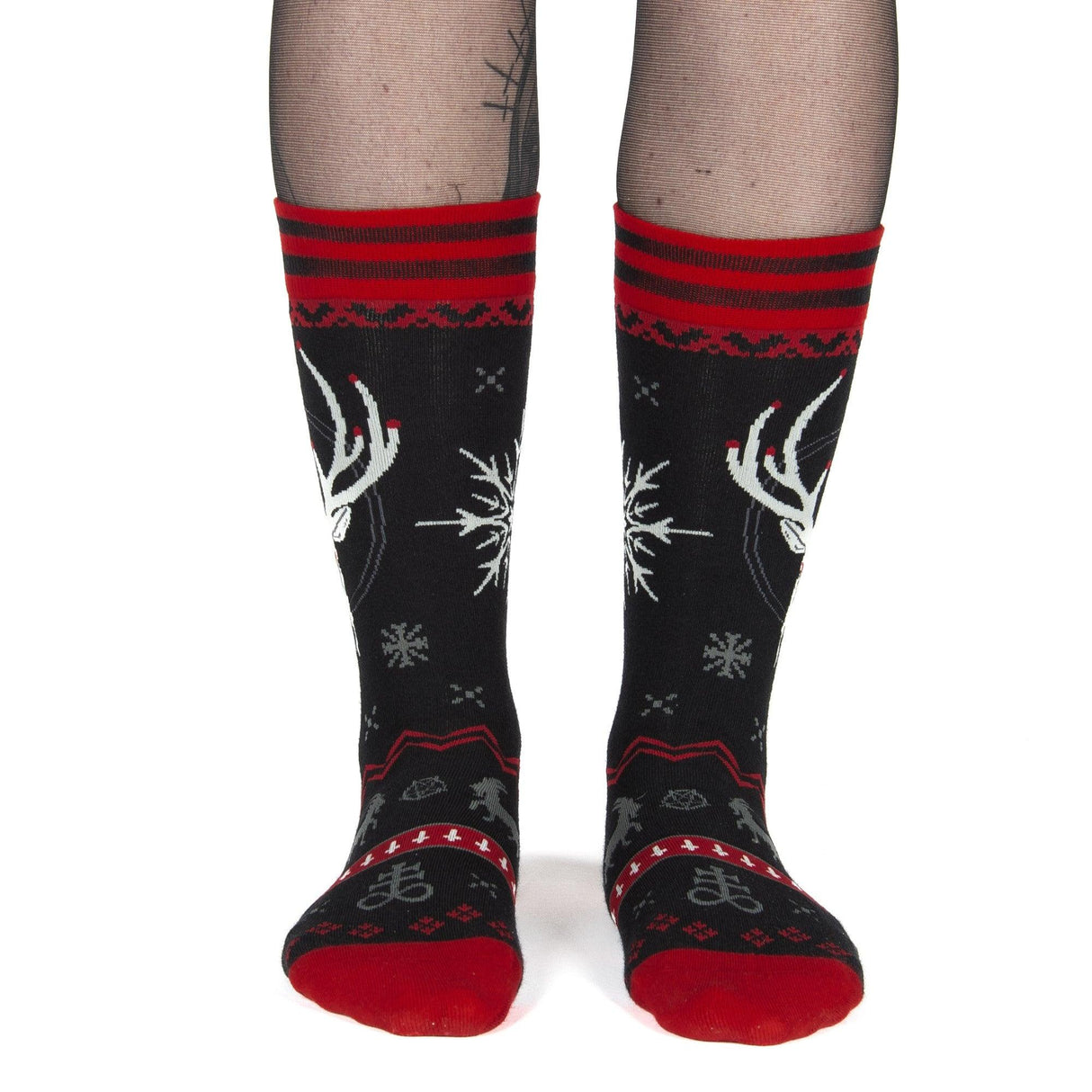 Beelzebuck Ugly Xmas Sweater Crew Socks from FootClothes