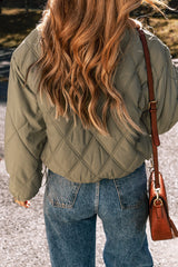 Teddy Collar Flap Pockets Quilted Puffer Jacket from Threaded Pear