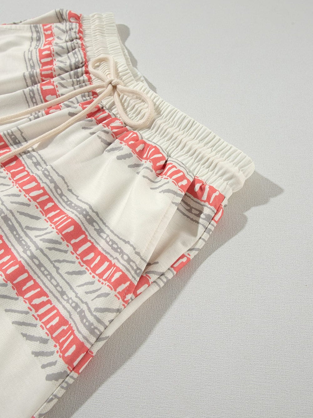 Beige Bohemian Striped Print Vacation Tank and Shorts Set from MsDressly