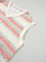 Beige Bohemian Striped Print Vacation Tank and Shorts Set from MsDressly