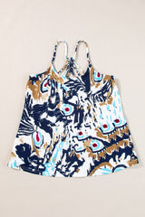 Beige Floral Strappy Back Spaghetti Strap Tank Top From MsDressly