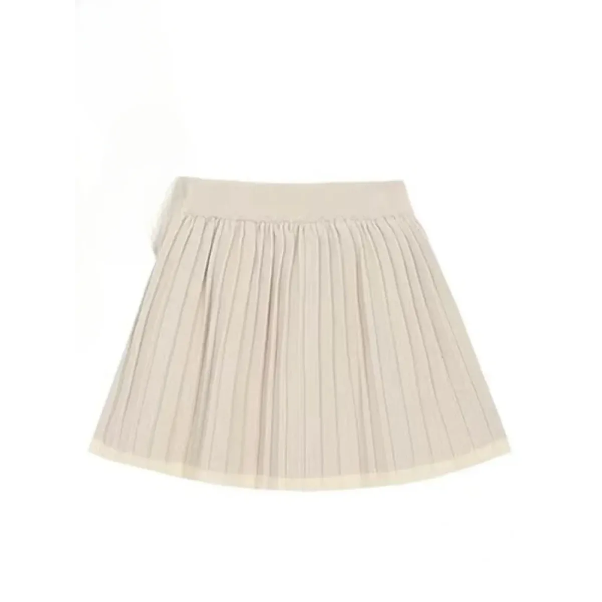 Beige Knit Two-Piece Set – Collared Cardigan & Pleated Skirt from Kawaii Stop