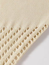Beige Pointelle Bottom Detail Knitted Sleeveless Sweater Tank Top From MsDressly