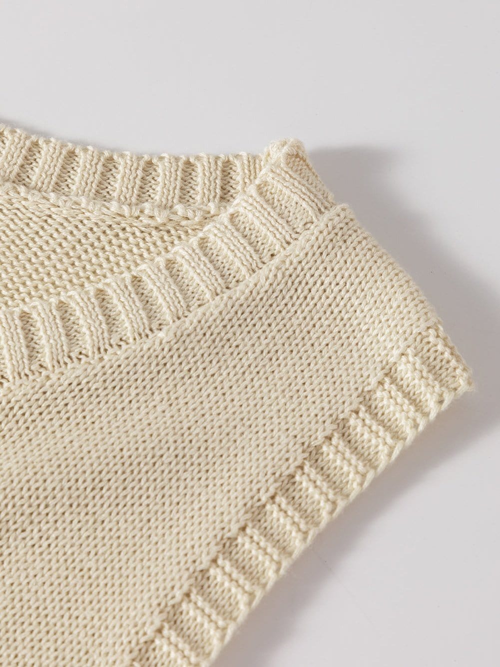 Beige Pointelle Bottom Detail Knitted Sleeveless Sweater Tank Top From MsDressly