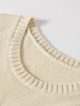 Beige Pointelle Bottom Detail Knitted Sleeveless Sweater Tank Top From MsDressly