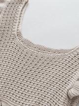 Beige Pointelle Knit Ruffle Sleeve Sweater for Chic Summer Styling from MsDressly