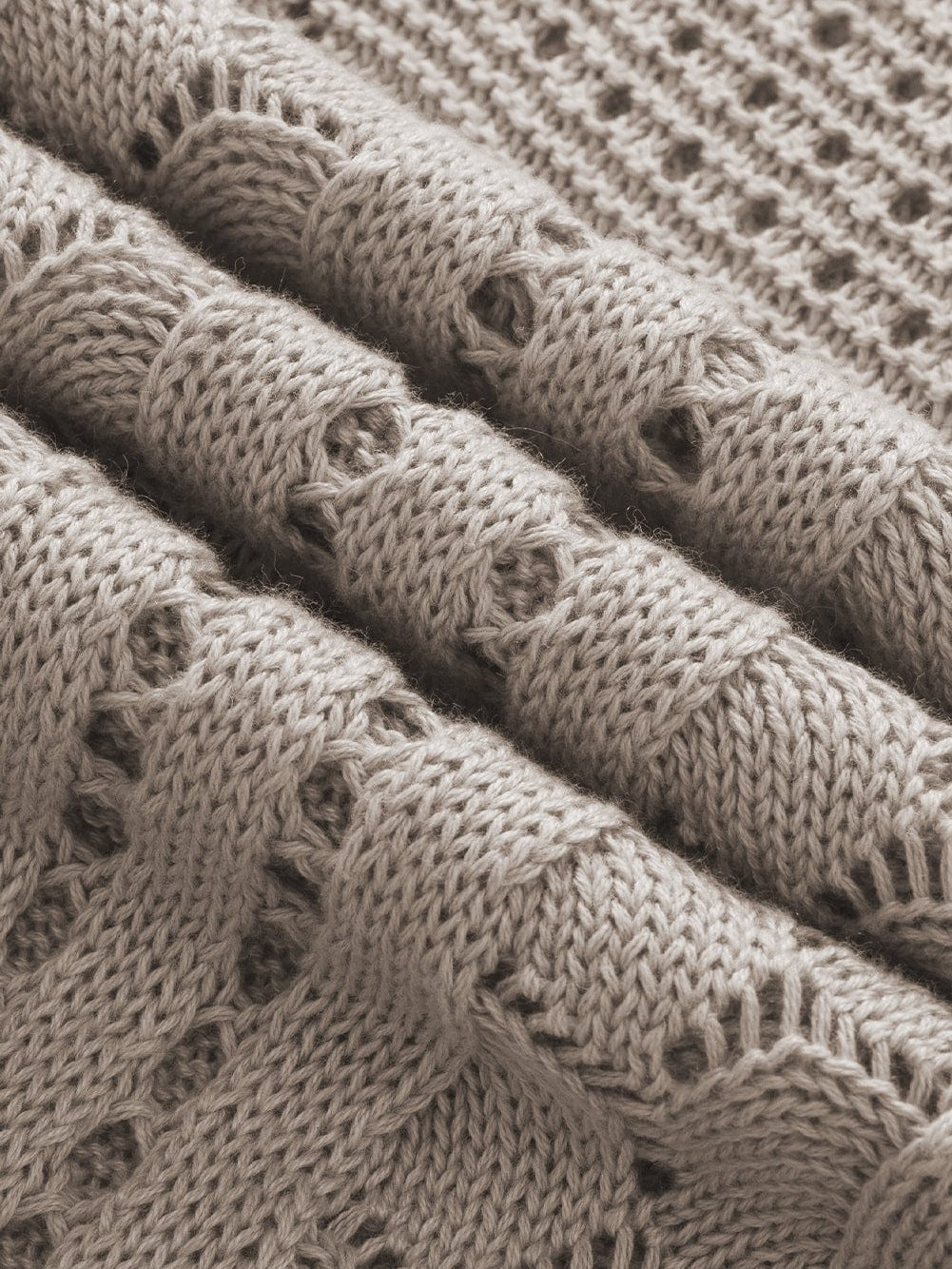 Beige Pointelle Knit Ruffle Sleeve Sweater for Chic Summer Styling from MsDressly