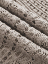 Beige Pointelle Knit Ruffle Sleeve Sweater for Chic Summer Styling from MsDressly