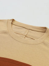 Beige Striped Bishop Sleeve Top with Colorblock Detail from MsDressly