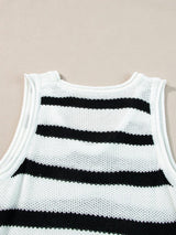 Beige Striped Fringe Detail Tank Top From MsDressly