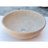Beige Travertine Natural Stone Above Vanity Vessel Sink Honed and Filled (D)16" (H)6" From Villohome