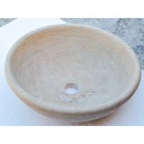 Beige Travertine Natural Stone Above Vanity Vessel Sink Honed and Filled (D)16" (H)6" From Villohome