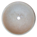 Beige Travertine Natural Stone Above Vanity Vessel Sink Honed and Filled (D)16" (H)6" From Villohome