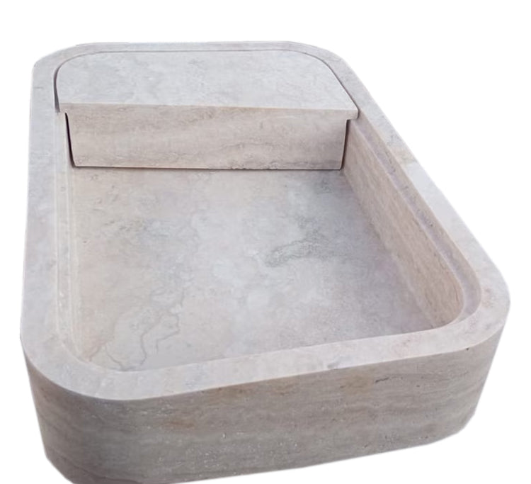 Beige Travertine Rectangular Wall-mount Bathroom Sink Hidden Drain (W)16" (L)24" (H)5" From Villohome