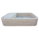 Beige Travertine Rectangular Wall-mount Bathroom Sink Hidden Drain (W)16" (L)24" (H)5" From Villohome