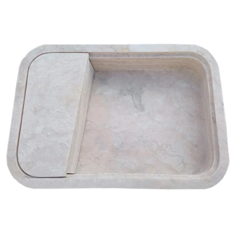 Beige Travertine Rectangular Wall-mount Bathroom Sink Hidden Drain (W)16" (L)24" (H)5" From Villohome