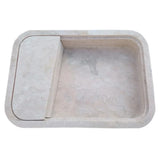 Beige Travertine Rectangular Wall-mount Bathroom Sink Hidden Drain (W)16" (L)24" (H)5" From Villohome