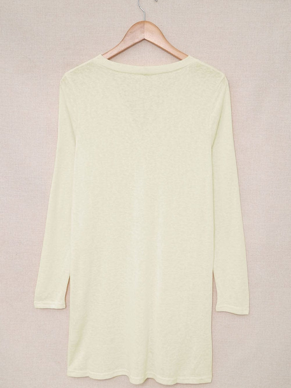 Beige V-Neck Button-Up Cardigan for Casual  from MsDressly