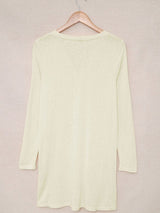 Beige V-Neck Button-Up Cardigan for Casual  from MsDressly