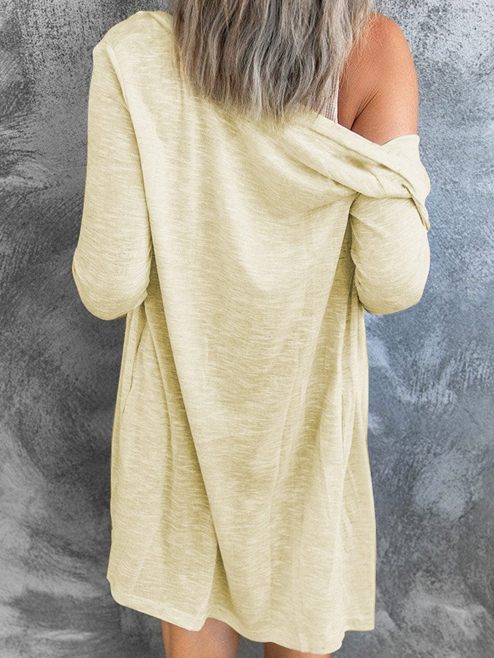 Beige V-Neck Button-Up Cardigan for Casual  from MsDressly