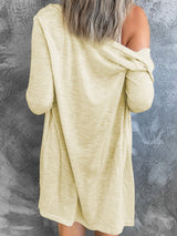 Beige V-Neck Button-Up Cardigan for Casual  from MsDressly