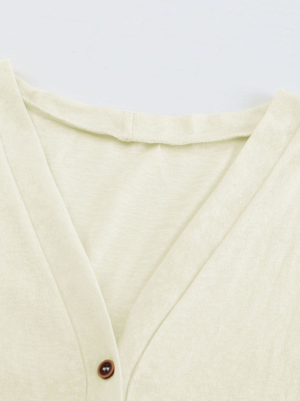 Beige V-Neck Button-Up Cardigan for Casual  from MsDressly