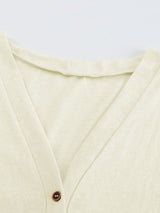 Beige V-Neck Button-Up Cardigan for Casual  from MsDressly