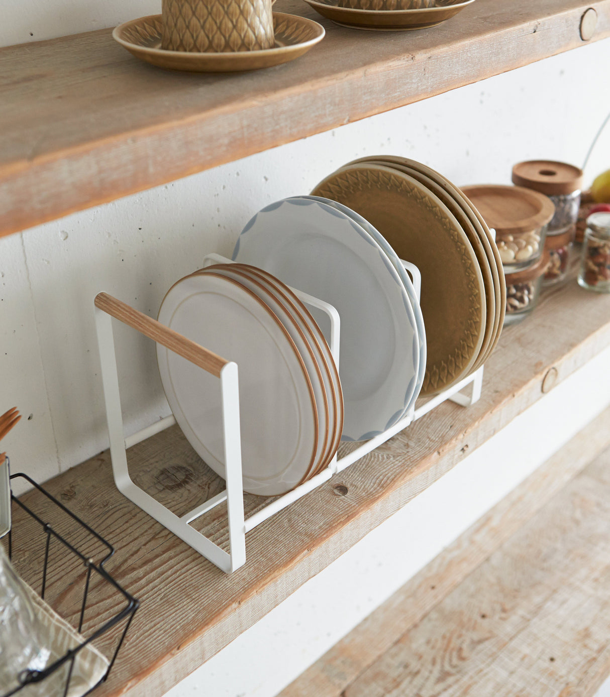 Vertical Plate Organizer - Steel + Wood from Yamazaki Home