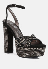 Bellini Heat-Set Diamante High Block Heel Sandals from London Rag International