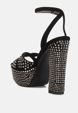 Bellini Heat-Set Diamante High Block Heel Sandals from London Rag International