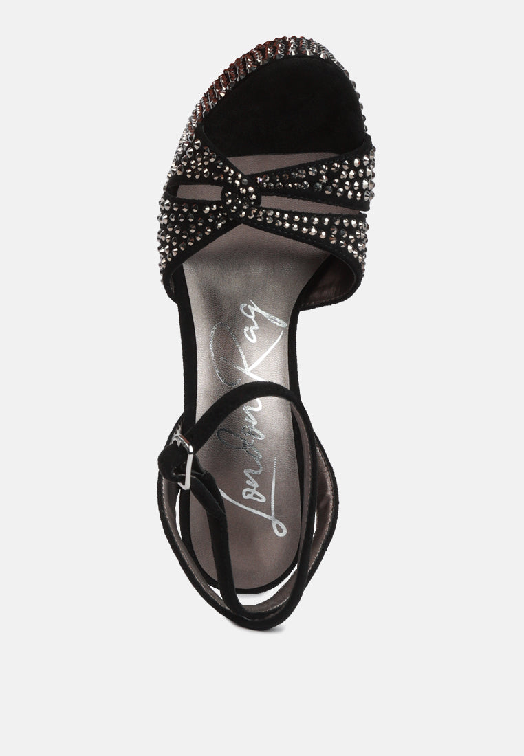 Bellini Heat-Set Diamante High Block Heel Sandals from London Rag International