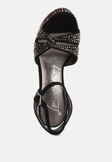 Bellini Heat-Set Diamante High Block Heel Sandals from London Rag International