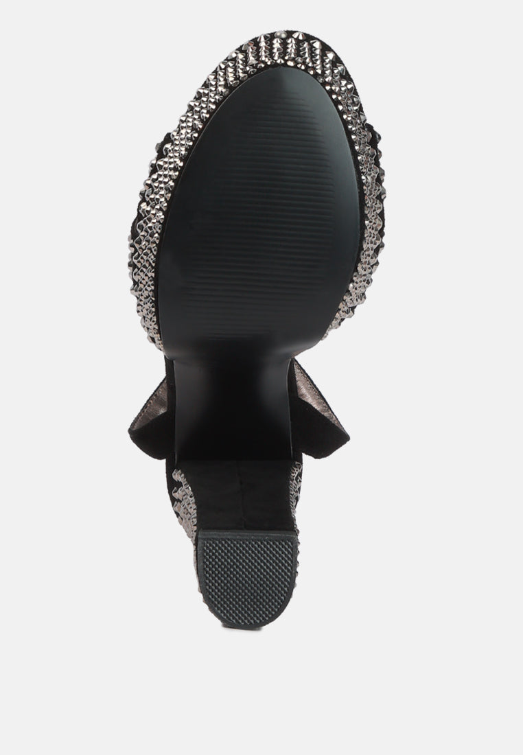 Bellini Heat-Set Diamante High Block Heel Sandals from London Rag International