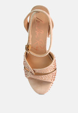 Bellini Heat-Set Diamante High Block Heel Sandals from London Rag International